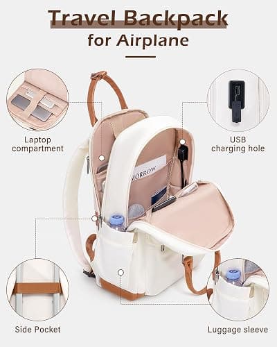 LONG VACATION Carry On Luggage Sets 3 Piece 20 Inch Suitcase Set, ABS+PC Hardshell Lightweight Travel Luggage with Spinner Wheels & YKK Zipper TSA Lock (20 INCH (BP/TB), BEIGE-BROWN) thumbnail 9