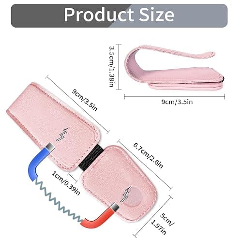 TILDOSAC Sunglasses Holder for Car Visor, Leather Magnetic Sunglass Holder for Car with Clip, Pink thumbnail 5
