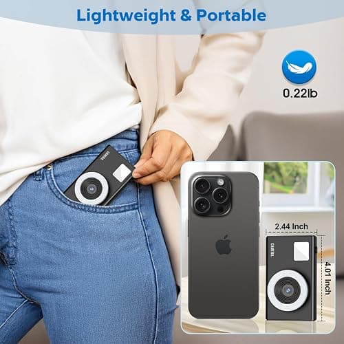 CIMELR Digital Camera,48MP AutoFocus UHD 4K Vlogging Camera 16X Digital Zoom,Anti-Shake Digital Point and Shoot Camera for Starter, Compact Small Camera for Students Teens Boys Girls Black thumbnail 7