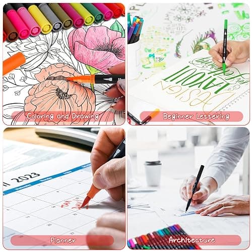 Dual Markers Brush Pens Stocking Stuffers, 36 Art Markers Christmas Gifts for Teens, Double Tip Colored Pen for Adult Coloring Books Art Suppliers thumbnail 5