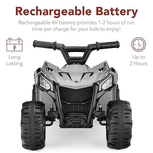 Best Choice Products 6V Kids Ride On Toy, 4-Wheeler Quad ATV Play Car w/ 1.8MPH Max Speed, Treaded Tires, Rubber Handles, Push-Button Accelerator - Gray thumbnail 5