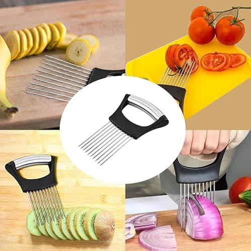 Stainless Steel Onion Holder for Slicing,Onion Slicer Holder,Onion Cutter for Slicing of Onions,Tomatoes,Avocados,Eggs and Other Vegetables,KItchen Utensils thumbnail 3