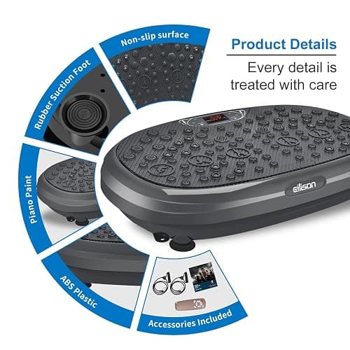 EILISON FitMaxx 3D XL Vibration Plate Exercise Machine - Whole Body Workout Vibration Platform w/Loop Bands - Lymphatic Drainage Machine for Weight Loss, Shaping, Wellness, Recovery thumbnail 3