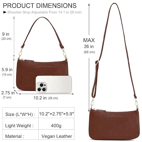 NIUEIMEE ZHOU Small Shoulder bag with 2 Removable Straps Cross Body Clutch Purse Handbag for Women thumbnail 5