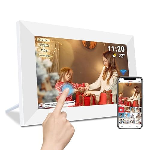 Frameo White 10.1 Inch Smart WiFi Digital Photo Frame,Digital Picture Frame Wi-Fi with 32GB Storage & SD Slot, Electronic Picture Frame IPS Touch Screen with Auto-Rotate, Gifts for Mom, House Warming - Image 1