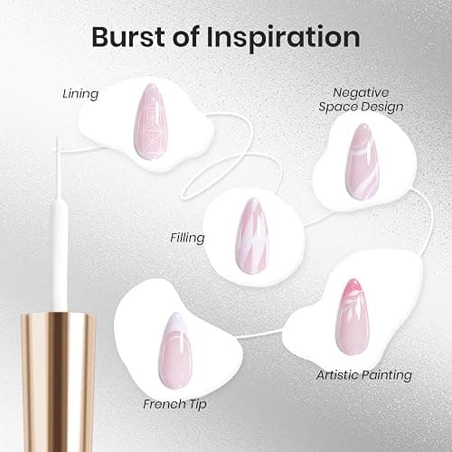 beetles Gel Polish Swirl Nail Art White Gel Liner Nail Polish 1 pcs 7ml Classic White Color Nails Art Paint for Thin French Tip Line Soak off Uv Lamp Manicure Salon thumbnail 4