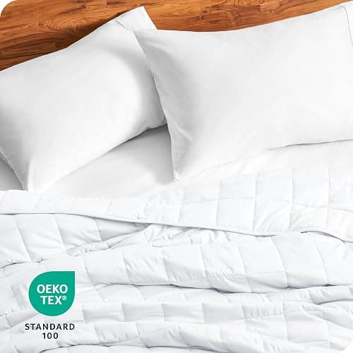 Bare Home Weighted Blanket Twin or Full Size 7lb (40" x 60") - All-Natural 100% Cotton - Premium Heavy Blanket Nontoxic Glass Beads (White, 40"x 60") thumbnail 8