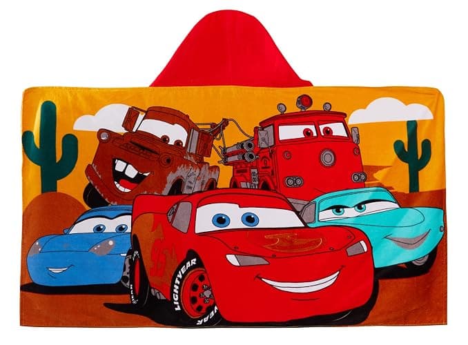 Disney Cars Hooded Towel 100% Cotton Kids Dress Up Lightning McQueen Poncho Beach Bath Towel Swimming Wrap thumbnail 3