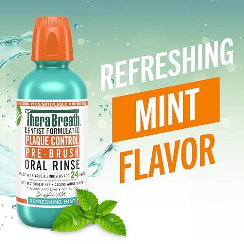 TheraBreath Plaque Control Pre-Brush Oral Rinse, Refreshing Mint Flavor, Antigingivitis and Antiplaque Rinse, Dentist Formulated, Alcohol Free, 16 Fl Oz (Pack of 2) thumbnail 2