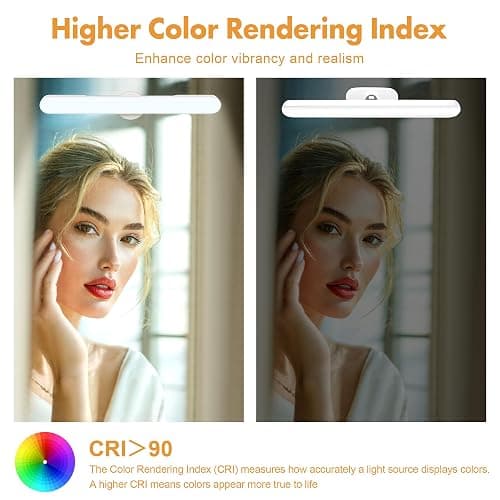 cambk Set of 2 Wireless Vanity Makeup Lights for Mirror, Rechargeable LED Stick On Light Bar for Bathroom Mirror with 3 CCT&Adjustable Brightness, Long Battery Life Cordless Light for Vanity Desk thumbnail 6