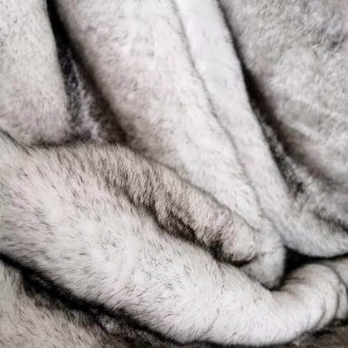 Soft Fuzzy Faux Fur Throw Blanket, Luxury Wolf White with Black Tipped Blankets, Long Shaggy Blanket, Cozy, Fluffy, Plush Sherpa Fleece Blanket, Throws for Decoration, for Couch, Bed, Sofa-23.6×59 thumbnail 3