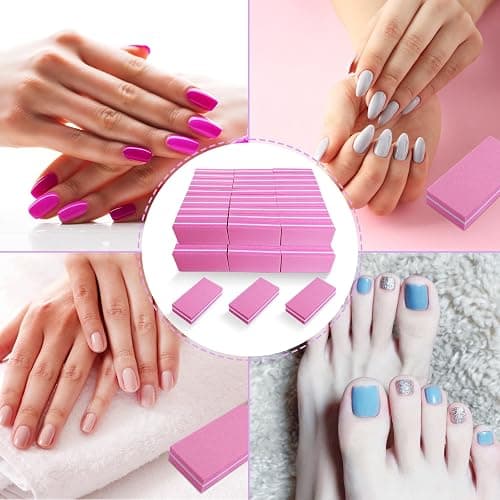 Nail Buffers (60 Pack), Buffer Block Nail File for Acrylic Nails and Natural Nails, 100/180 Grit Small Nail Buffer Block Bulk Buffing Blocks for Nail Buff Professional Manicure File Blocks Set Pink thumbnail 6