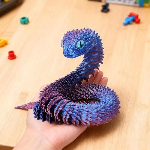 3D Printed Snake Toys - 23 Inch Flexible 3D Printed Animals for Educational Toys, Perfect Desk Pet for Animal Collectors, Must-Have Toy for Kids and Collectors, Halloween, Home Office Desk Decor thumbnail 2