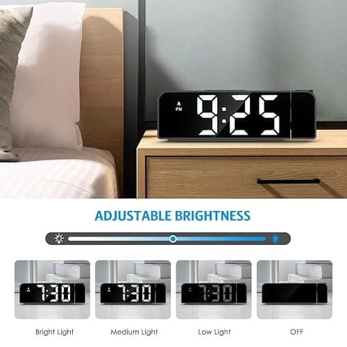AMIR Projection Alarm Clock for Bedroom Ceiling, LED Clock with 7.9" Large Display,4 Level Brightness, 12/24H, USB Charger, Snooze, Night Mode, Loud Alarm for Kids, Elderly,Heavy Sleepers thumbnail 4