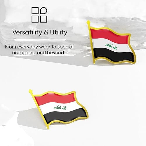 Iraq Flag Lapel Pin - Enamel Metal National Badge | World Travel Souvenir Gifts for Men & Women | Country Flag Patriotic Brooch Bulk Pack of Pins for Hat, Tie, Clothes, Backpack (1pc) thumbnail 5