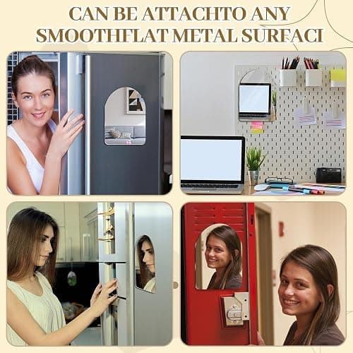 Yalikop Magnetic Locker Mirror 7" x 5" Small Mirror for Locker(Arch) | with 2 Magnetic Backing, Acrylic, Glassless Safety, Frameless, for School Locker, Bathroom, Workshop Toolbox, Office Cabinet thumbnail 6