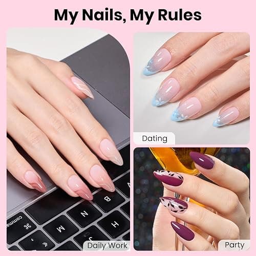 Beetles Gel Nail Kit Flat-X, Almond Medium, 320pcs 16 Sizes Nail tips, with 15g Nail Glue Gel Hands-Free, 7.5ml Base Gel & Top Coat, Mini Lamp, for Acrylic Press On Nail, Extension DIY Set at Home thumbnail 2