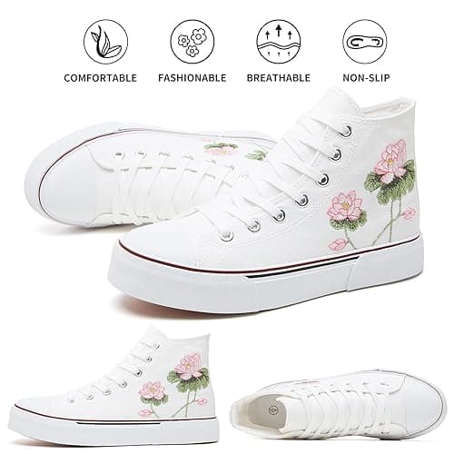 hash bubbie High Top Sneakers for Women Classic High Tops Canvas Shoes Lace up Women's Fashion Sneaker thumbnail 9