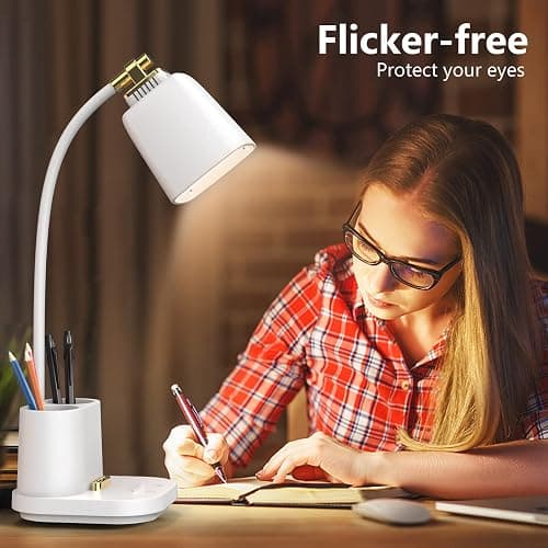 GONDSILY LED Desk Lamp with USB Charging Port Touch Control 3 Color Modes, Stepless Dimming,Eye-Caring LED Table Lamp for Home,Office,Bedroom,Reading,Work,Study,Gooseneck Lamp, 5V, 2.4A thumbnail 7