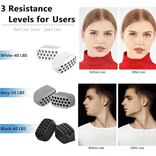 Jaw Exerciser for Man and Woman 3 Resistance Levels (6 pcs) BPA Free Silicone Jaw Exerciser Gum Tablets Jaw Trainer & Jaw Exerciser Shaper for Beginner, Intermediate & Advanced Users thumbnail 3