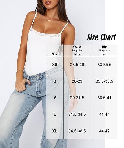 Navneet Women Sexy Lace Bodysuit Lace Trim High Cut Thong Spaghetti Strap Cami Bodysuit Going Out Tank Tops Body Suit thumbnail 5