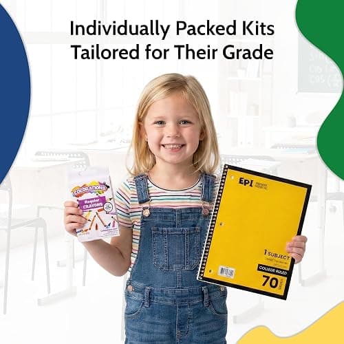 EPI Essentials Back to School Supplies for Kids – 54 Items in Kit – Kindergarten to 1st Grade School Supply Packs – Wide-Ruled Bundle with Composition Notebooks – Suitable for Homeschooling thumbnail 2