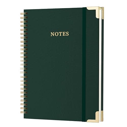 ALKALO A4 Large Spiral Notebook Journal, (8.5×11'') 100 Pages Linen Hardcover College Ruled Journaling For Work & Note Taking Thick Spiral Journal For Writing Daily Journal For Women & Men- Green - Image 1
