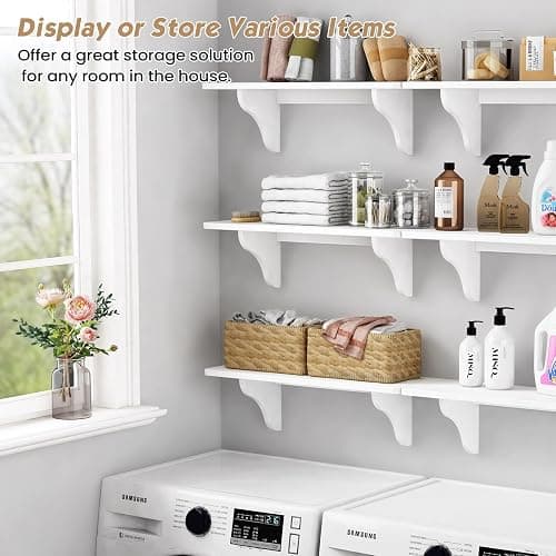 Forbena 24 Inch Wall Shelves for Bedroom Set of 3, Large Bathroom Floating Shelves for Wall, Long Decorative Hanging Arched Shelving Unit for Living Room Kids Girls Room Nursery Office (White) thumbnail 6
