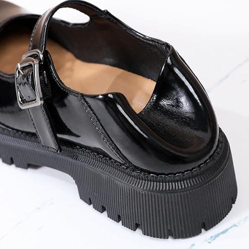 XMM Mary Jane Shoes Platform Chunky Mary Janes for Women Ladies Comfort Leather Round Toe Non-Slip Dressy Casual Cute Girls School Work Shoes thumbnail 7