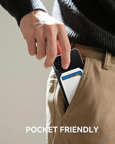 TWZKG for MagSafe Wallet, 5 Card Holder with Stand, Magnetic Phone Wallet Stand for iPhone 16/15/14/13/12 Series,RFID Blocking Vegan Leather,White - White thumbnail 6