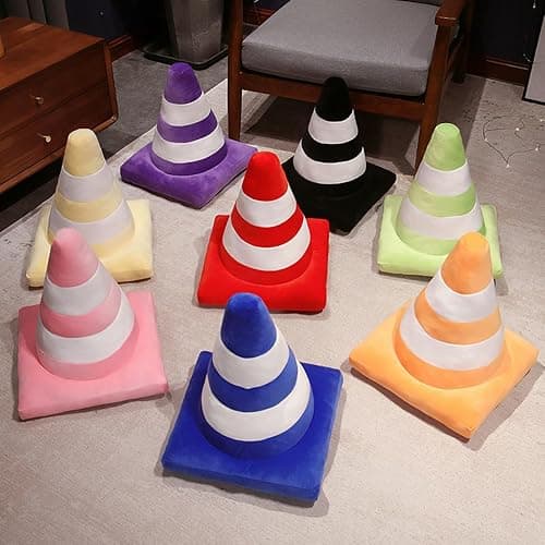 WAIUYIA Road Cone Plush Pillow - 3D Simulated Cone - Shaped, Fun & Creative, Traffic - Safety - Inspired Roadblock, Ideal for Racing Room, Car & Home Decor, Great for Reading & Napping (Orange) thumbnail 7