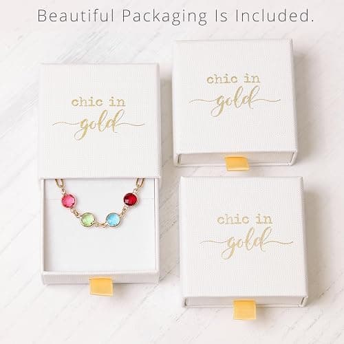 Birthstone Necklace for Mom 1 to 5 Kids Names and Birth Month Stones, Custom Family Jewelry for Women, Personalized Birthday Day, Mother's Day Gift for Wife Girlfriend, Grandma, 18k Gold Plated thumbnail 9