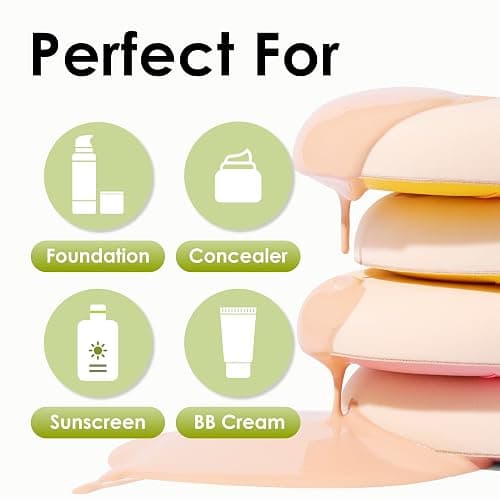 COOL-ANGLE 5Pcs Makeup Sponge For Foundation Concealer And Powder, Latex Free Blender Sponge For Natural And Easy Makeup Soft Long-lasting And Beginner-friendly, Green, Medium thumbnail 3