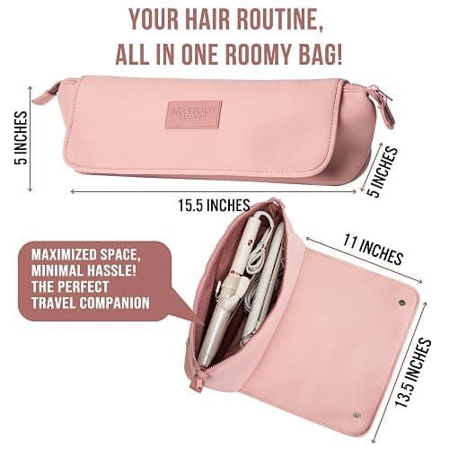 BAREFOOT CARIBOU Hair Tools Travel Bag and Heat Resistant Mat for Flat Irons, Straighteners, Curling Iron, and Haircare Accessories, 2-in-1 design, with Interior Pockets, Portable Organizer thumbnail 2