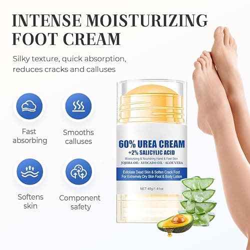 Hydrating and Anti-Cracking Foot Cream, 2025 Moisturising and Relieves Cracking and Dryness Foot Cream, Hand and Foot Repair Cream for Women & Men Callused, Feet, Knee, Elbow, Hand (White-1PC, #01) thumbnail 2