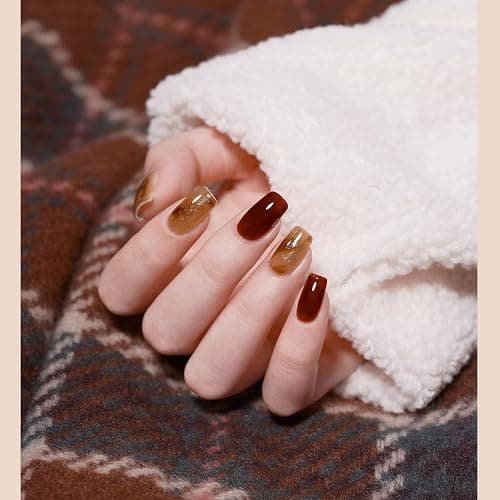 GAOY Jelly Tortoise Brown Gel Nail Polish Set, 6 Transparent Colors Dark Red Orange Pumpkin Soak Off UV Light Cure Gel Polish Kit for Salon and Nail Art DIY at Home thumbnail 4