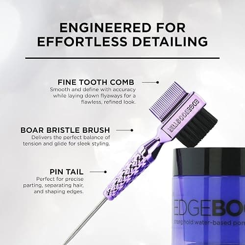 STYLE FACTOR EDGE BOOSTER® Mini Hammer Brush Travel Size | Baby Hair Brush & Double-Sided Edge Control Comb with Boar Bristles | Pintail for Precision Styling | Travel Brush for Edges & Baby Hair thumbnail 4