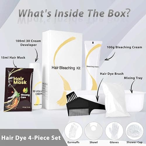 Gentle Cream Hair Bleach Kit, Ammonia-Free Bleach for Hair with Developer, Lifts Up to 8 Levels, No-Drip Hair Lightening Kit for Home Use thumbnail 2