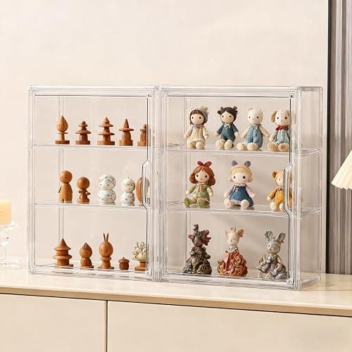 Three Layer Transparent Display Cabinet, Stackable Acrylic Storage Cabinet, dust-Proof and Moisture-Proof Desktop for Character Display Cabinet thumbnail 7