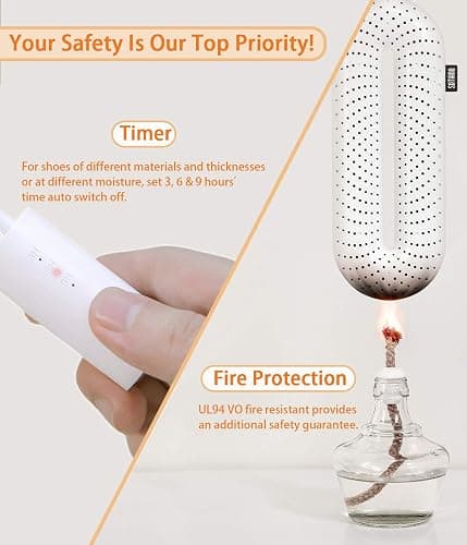 Snowpea Electric Shoe Dryer, Ski Boots Dryer, Shoe & Boot Warmer to Dry Sweaty Shoes & Eliminate Bad Odor, 3/6/9 Hours Timed Auto Self Off (Standard UK Plug) thumbnail 5