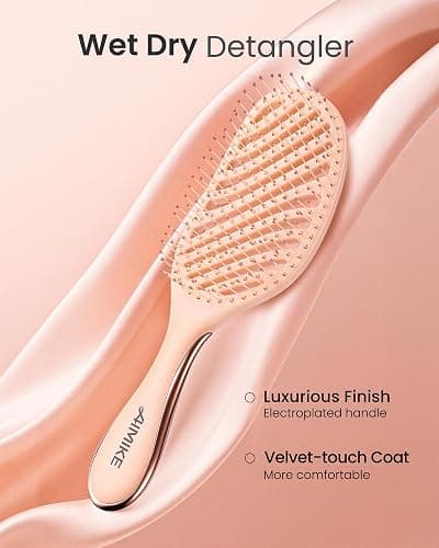 AIMIKE Detangling Brush, Wet Dry Vented Detangler Brush w/Soft Bristles, Pain-Free Detangle Hairbrush Loosens Stubborn Tangles, Extra Gentle on Sensitive and Fine Hair, for Women & Kids thumbnail 2