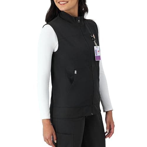 Hanes Women's Comfort Fit Scrubs Healthcare Vest, Moisture-Wicking Stretch Scrubs Vest for Women - Medium - New Ebony thumbnail 2