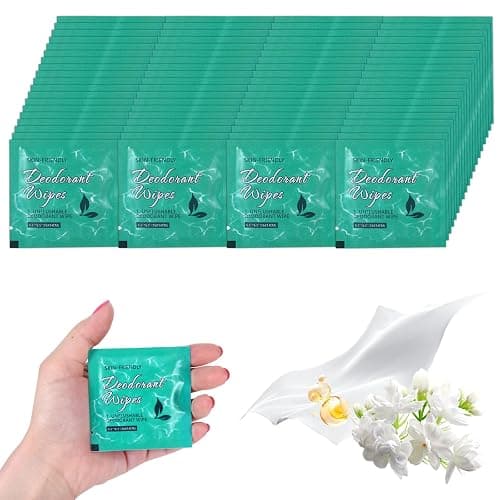 200 Pcs Deodorant Wipes Individually Wrapped Mini Deodorant Travel Size Wet Armpit Wipes Travel Deodorants Bulk for Homeless Women Men Personal Cleansing Wipe Butt Hands Face Underarm Sports(Jasmine) - Image 1