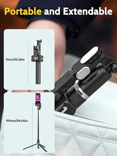 AOCHUAN Auto Face Tracking Tripod 360 Rotation w/RGB Light,Single-axis Phone Gimbal for iPhone Android w/Remote Control,Phone Stand Follow You for Video Recording,TikTok Vlogging(M2Pro Black) thumbnail 8