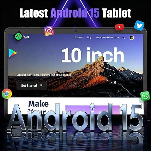 JJGJ 2025 Android 15 Tablet 10 Inch, 26GB+256GB+2TB Expand, 2 in 1 Tablets with Keyboard Case Mouse Stylus, 8000mAh Battery, Octa-Core, Dual Camera, Supports Widevine L1, 5G WiFi, GPS（Black Case） thumbnail 5