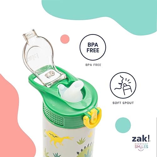 Zak Designs Sanrio Sage Kids Water Bottle For School or Travel, 14oz Stainless Steel Water Bottle With Straw, Handle, and Leak-Proof, Pop-Up Spout Cover (Hello Kitty) - Hello Kitty thumbnail 6