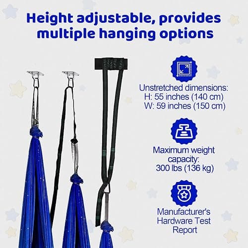 Sensory Swing for Kids Indoor and Outdoor Therapy Cuddle Swing Snuggle Hammock Chair Holds up to 300 lbs with Hardware Hanger Kit For Aspergers Autism ADHD thumbnail 6
