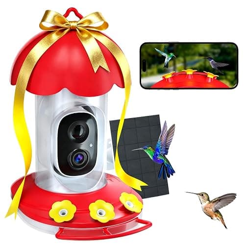 DOCOON Hummingbird Feeder with Camera Solar Powered, Hummingbird Feeders for Outdoors with 2K Bird Watching Camera, Ideal Gifts for Christmas, White Elephant Gifts - Image 1