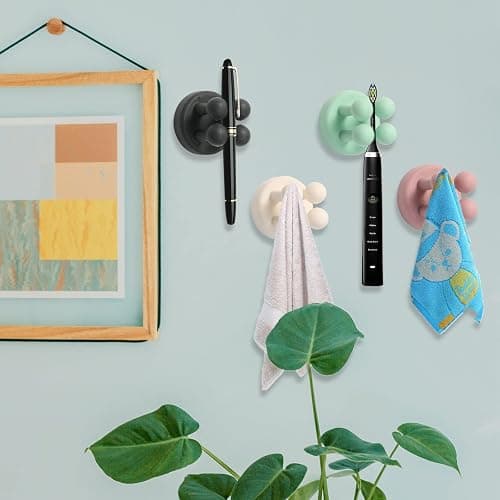 Silicone Toothbrush Holders Self Adhesive Hooks Toothbrush Holders,Silicone Wall Hook,Multi-Function Hook Waterproof Self Adhesive Toothbrush Hook Plug Holder for Wall thumbnail 5