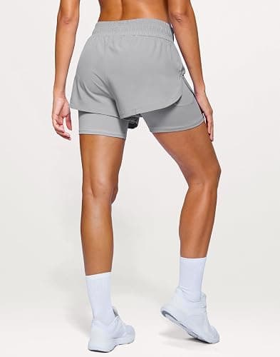 Soothfeel Women's 2 in 1 Running Shorts 5" Athletic Shorts High Waisted Workout Gym Tennis Exercise Shorts with Liner Pocket thumbnail 4